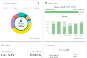 screenshot of budgeting tool with graphs