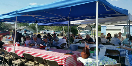 community members enjoying our customer appreciation BBQ in Enterprise.