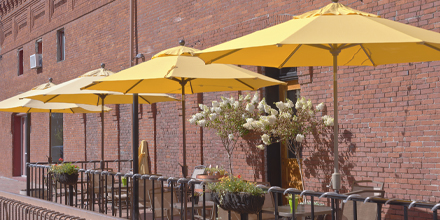 yellow patio umbrellas